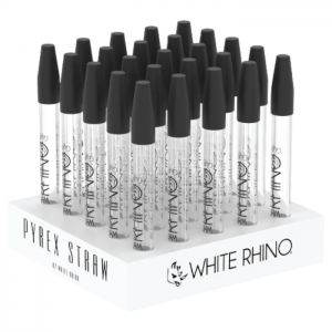White Rhino Pyrex Dab Straw w/ Silicone Cap - 25ct Display [NS1001]